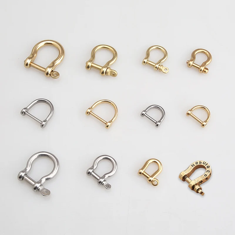 

Brass horseshoe chain key chain U-shaped button cloth buckle hand screw D-type button hardware fittings brass stainless steel