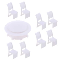 set of table 8 chairs model for dollhouse dining game toys craft 1100 ho