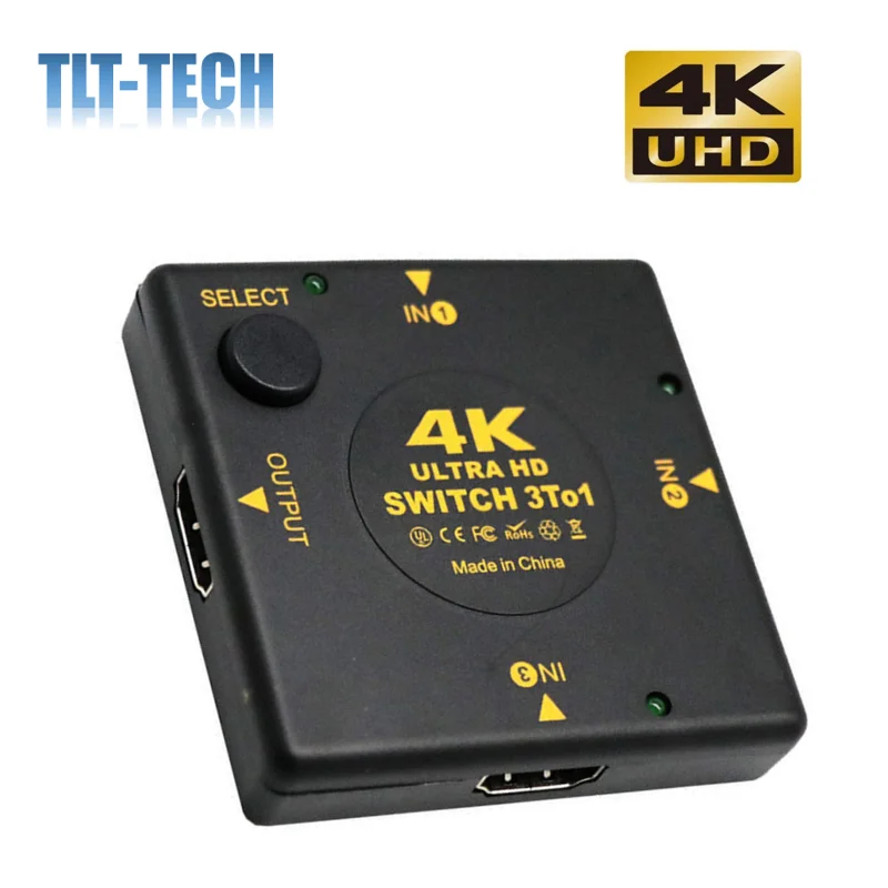 

4K HDMI Switch Box Selector 3 In 1 Out kvm Audio Extractor Hub Splitter Switcher