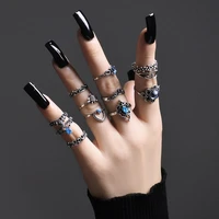 moon lady fashion heart cross geometric crystal finger ring set gift m6008
