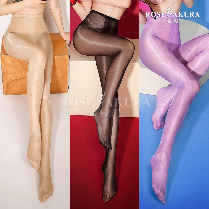 

High waist glossy mercerized pantyhose naked ammonia open crotch glittering silk stockings temptation 0805