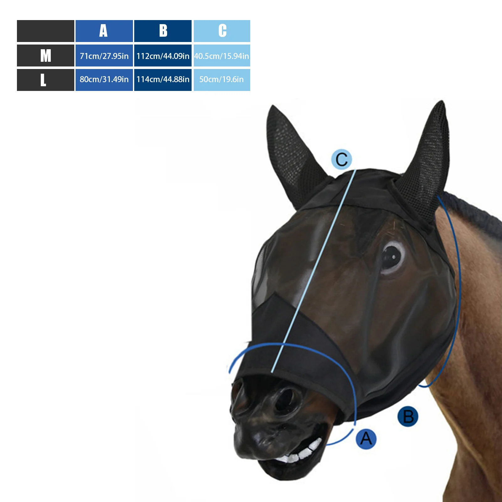 

New Style Horse Masque With Ears Breathable Mesh Material Anti Fly Eye Protector Sleeve Detachable Outdoor Mosquito Proof Horse