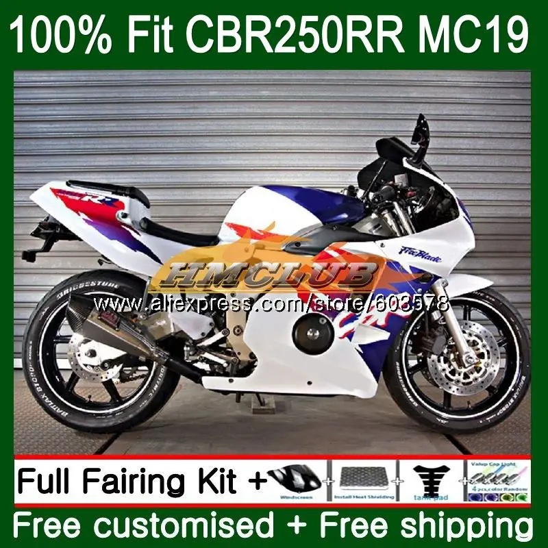 

Корпус инжектора для HONDA CBR 250RR 250R CBR250RR 1989 94CL.86 CBR 250 RR MC19 CBR250 RR 88 89, Белые Глянцевые Обтекатели OEM