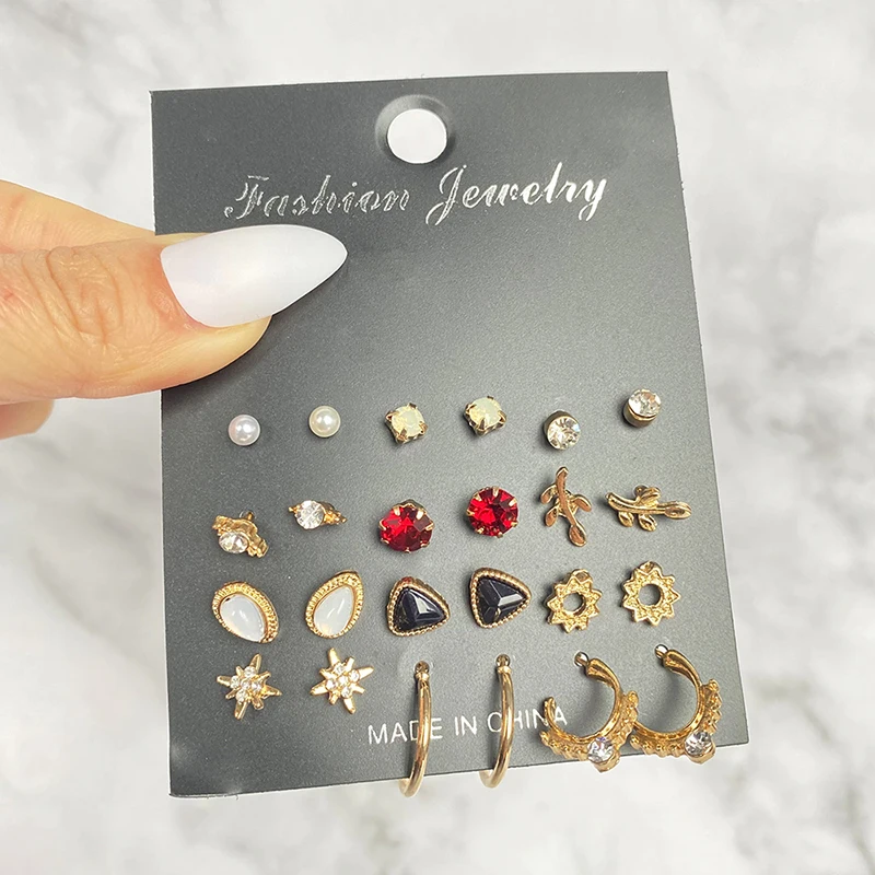 

FAMSHIN 2021 Trendy Women's Earrings Set Pearl Stud Earrings Boho Geometric Circle Tassel Earring For Women Gold Color Jewelry
