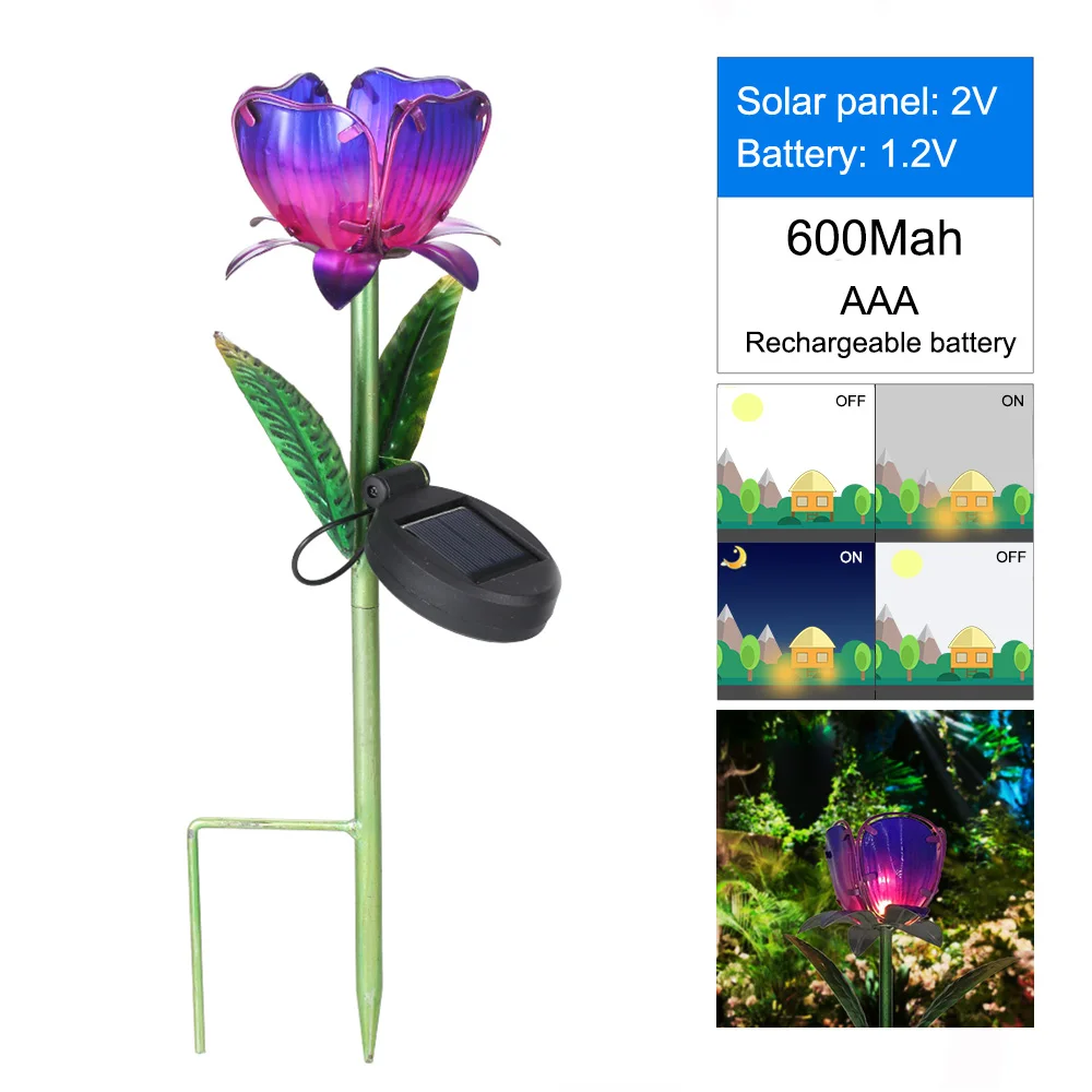 

2pcs Flower Solar Light Outdoor Solar Garden Lights Dandelion Sunflower Stake Lights Yard Garden Path Way Landscape Decor