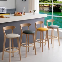 nordic solid wood modern minimalist high stool bar chairs backrest bancos altos de cozinha chairs living room office furniture