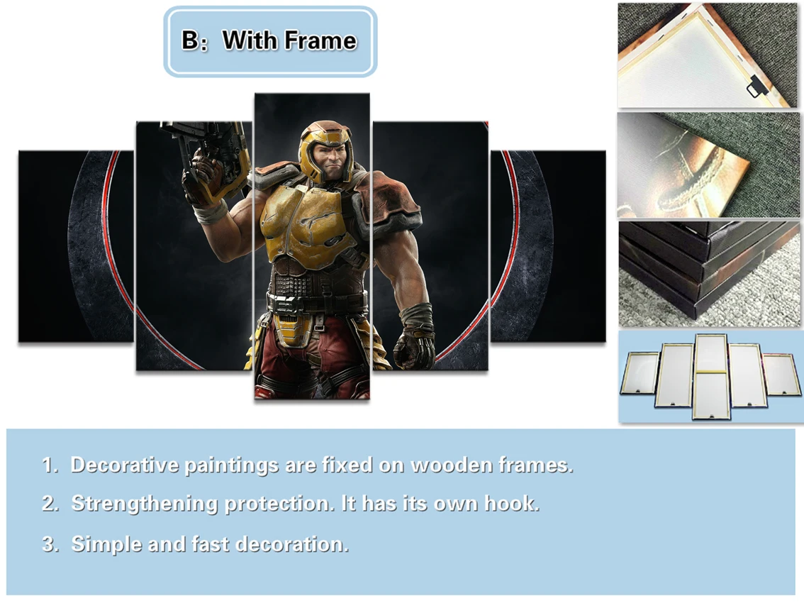 5 Piece Decorative Painting Poster Game Home Mural Quake Champions Animation Art Wall Decor Paintings | Дом и сад