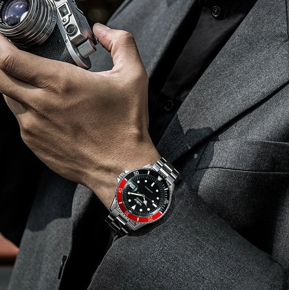 winner official classic automatic watch men business mechanical watches top brand luxury steel strap calendar wristwatches hot free global shipping