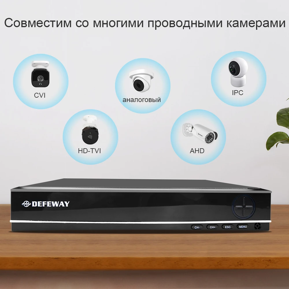 Комплект DEFEWAY камера видеонаблюдения 1080P система видеонаблюдения 8CH система наблюдения 4 для камеры наблюдения комплект наблюдения