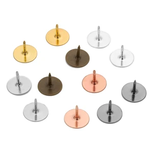 Плоский галстук-бабочка из меди розового золота, 50 шт., 10 мм, 15 мм, пустая клеевая брошь, Шпилька для завязывания, Шпилька для разброса, фурнитура для поделок