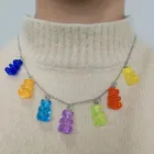 Ожерелье-цепочка из нержавеющей стали карамельных цветов с милым медведем из мультфильма Джуди для женщин и девочек