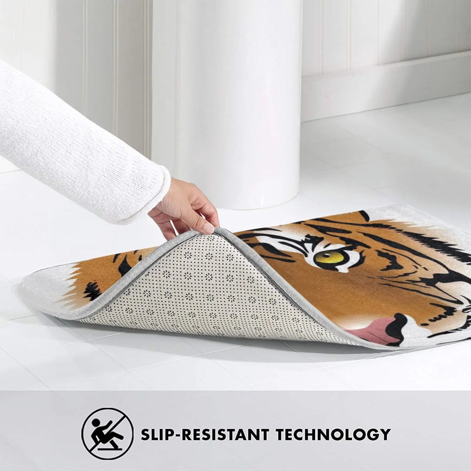 Тигр 3D мягкий нескользящий коврик для ног Красота Кот дикая кошка |