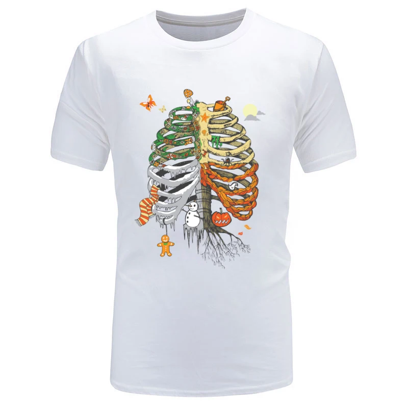

Skeleton Print T - Shirt for Men Before Short Sleeve Crew Neck T Shirt