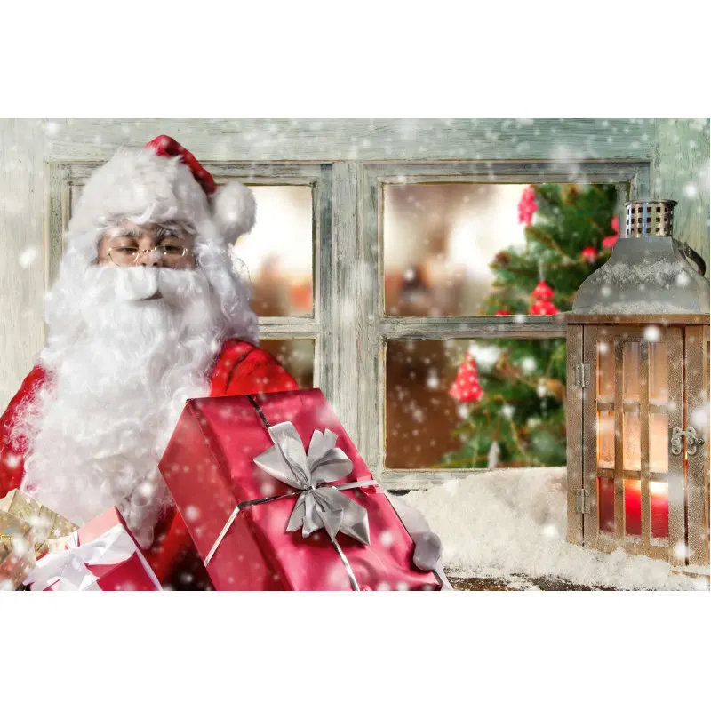 

Christmas Backdrop Santa Claus Giving Gifts Photography Background Xmas New Year Party Decoration Photo Booth Studio Prop