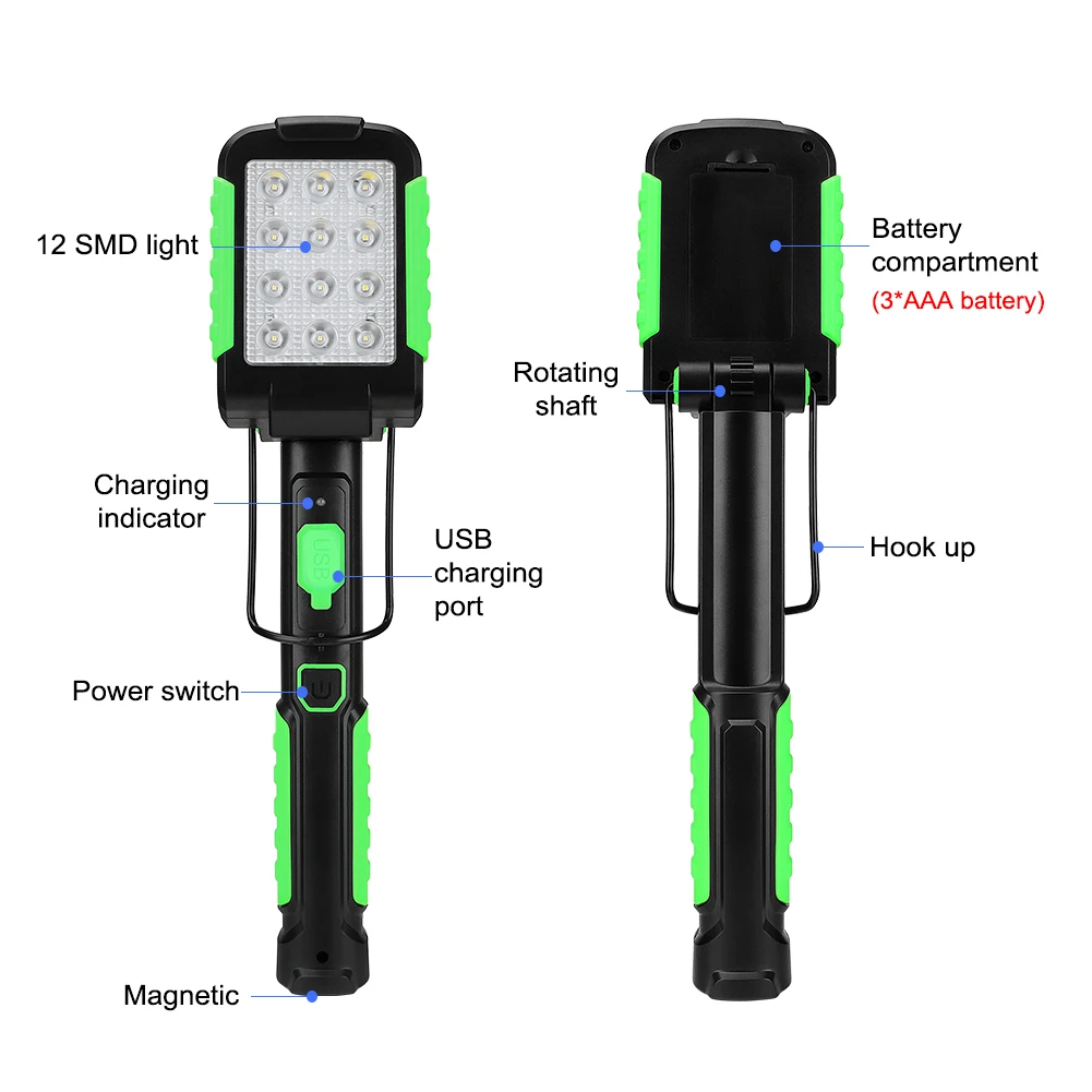 Portable Lantern LED Work Light Hook magnetic Camping Lamp COB USB Rechargeable SMD Flashlight Torch Waterproof Highlight | Лампы и