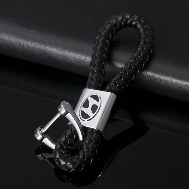 

1Pcs Car Metal logo Keychain Braided Rope Key Chain Rings Keyring Emblem For Hyundai Accent Solaris Tucson Getz Ix35 Santa Fe