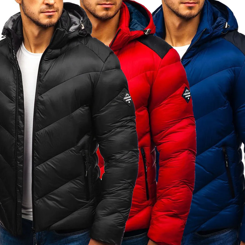 

2020 cotton-padded jacket autumn and winter new men's hooded zipper cardigan solid color cotton-padded jacket men clothing