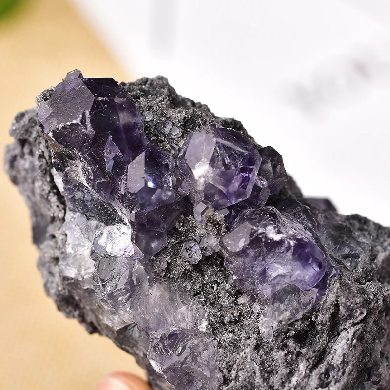 Натуральная фиолетовая флюоритовая Хрустальная грубые образцы камней кварцевый