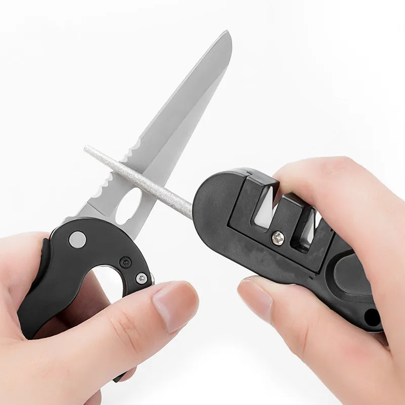 4 IN 1 Portable Tungsten Ceramic Carbide Knife Whetstone Sharpener Sharpen Fish Hook Pocket Diamond Tool Camp Hike Outdoor | Спорт и