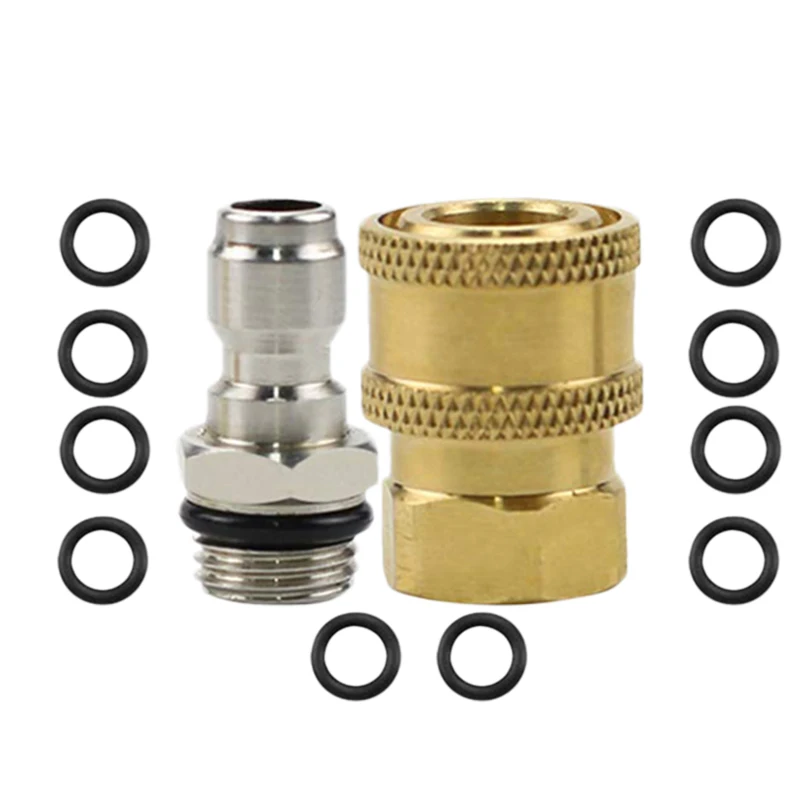 

High Pressure Washer Set Quick Connector 1/4Plug Brass Thread Nozzles Supply Kit