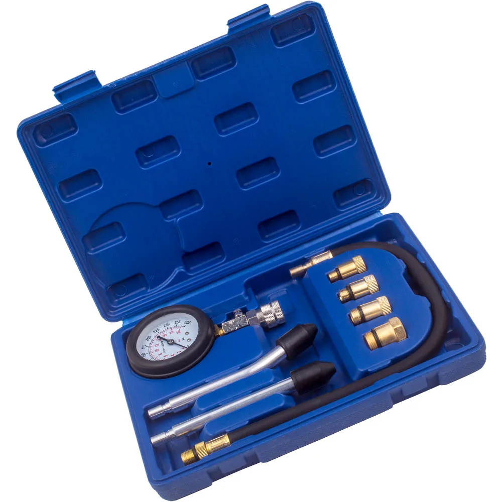 

8pcs Engine Cylinder Compression Pressure Gauge Tester Tool Kit M14 M18 Adaptor