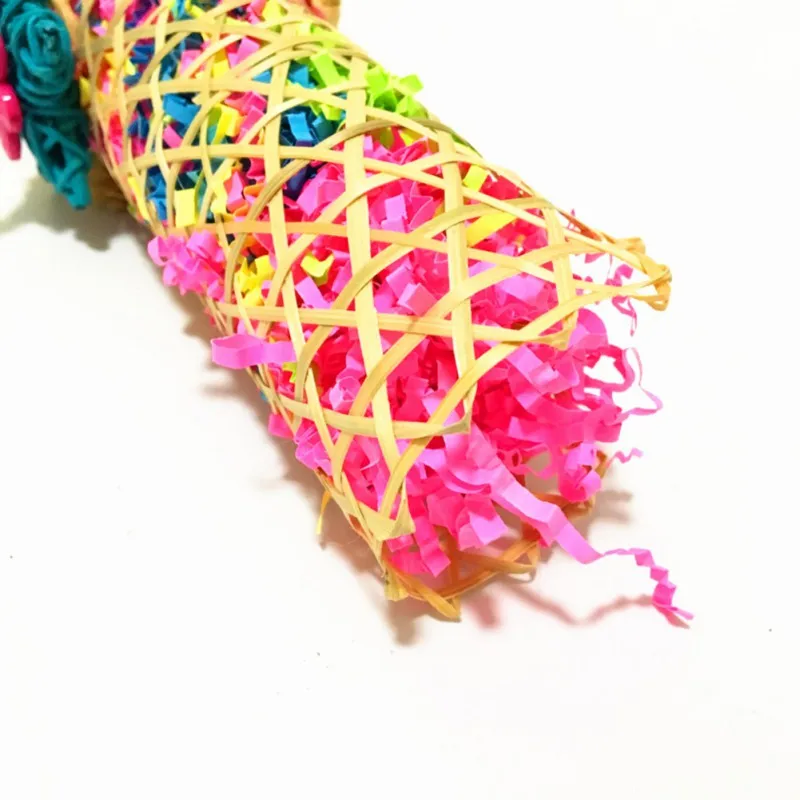 

Bird Toy Hanging Bamboo Woven Cage Accessories With Rattan Ball Shredder Foraging Swing Toy For Parrot1
