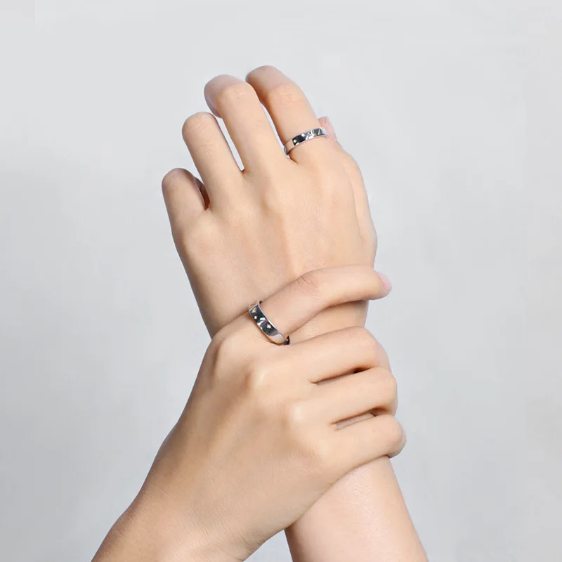 BOSCEN 925 пробы Серебряное кольцо для пары женщин мужчин девушек мальчиков подарок