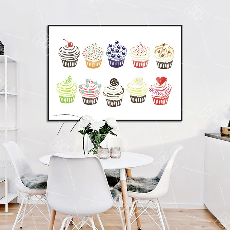 Картина на холсте абстрактные акварельные плакаты и принты торт с мороженым
