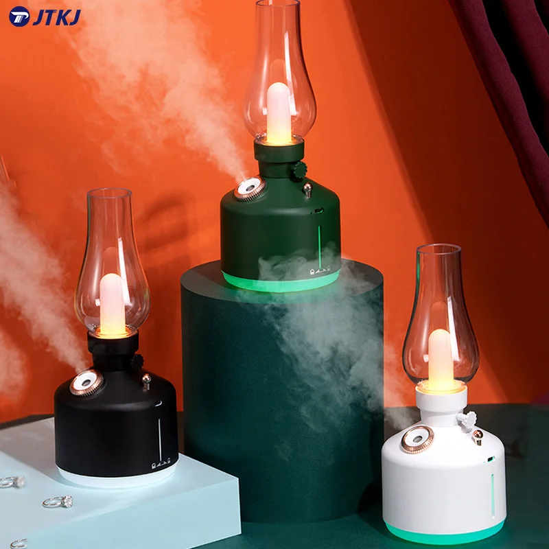

JTKJ 280ml Kerosene Lamp Air Humidifier Aromatherapy Essential Oil Machine Purification Night Light Rechargeable Work 6-8h Home