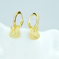 hot new style bunny earrings fashion hip hop animal jewelry cubic zirconia rabbit ear ring jewelry