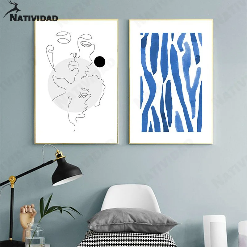 

Blue Line Graffiti Aesthetics Canvas Painting Decoration Modern Minimalist Body Text Texture Text Artist Home Decoration Poster