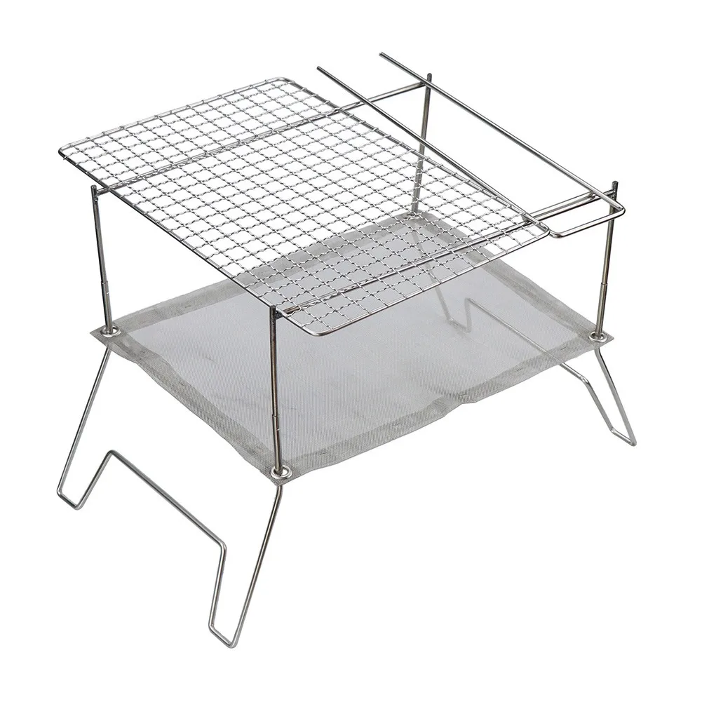 

Portable Stainless Steel BBQ Grill Folding Mini Pocket Barbecue Wood Burning Stoves Accessories For Home Park Campig Picnic