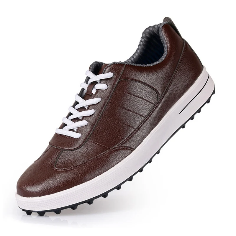 PGM Men's Golf Shoes Genuine Leather Waterproof Shoes Anti-slip Spikes Sports Golf Sneaker Ventilation Slot Design