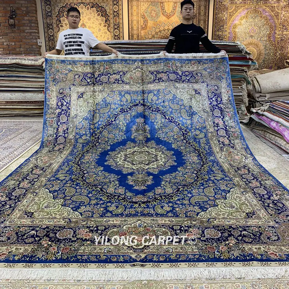 Yilong 8 2 &quotx 11 2&quot античный ручной работы Восточный ковер темно синий турецкий