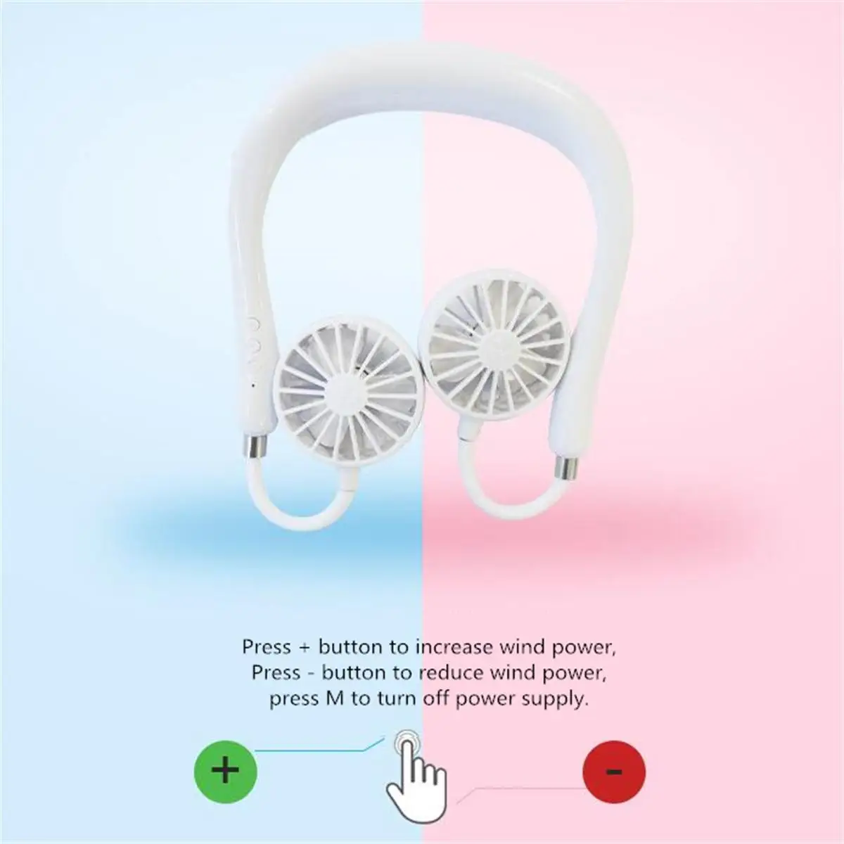 

USB Portable Fan Cold Fan Hands Free Neck Fan Hanging Rechargeable Mini Sports Fan 3-speed Adjustable Neck Dual Fan Home Office