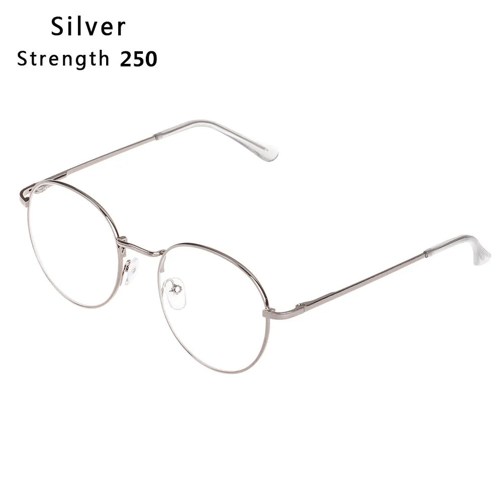Silver-Myopia 2.5 Винтажные металлические круглые очки для чтения, ультра светильник, очки для близорукости, Классические близорукие очки, диоптрия-1-1,5-2-2,5-3-3,5-4 - Цвет оправы: Silver-Myopia 2.5