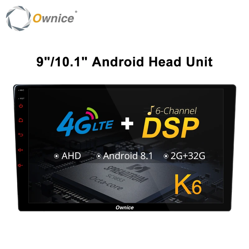 Автомагнитола Ownice K6 универсальная 2 Din на Android с 8 ядерным процессором экраном 9 и 10