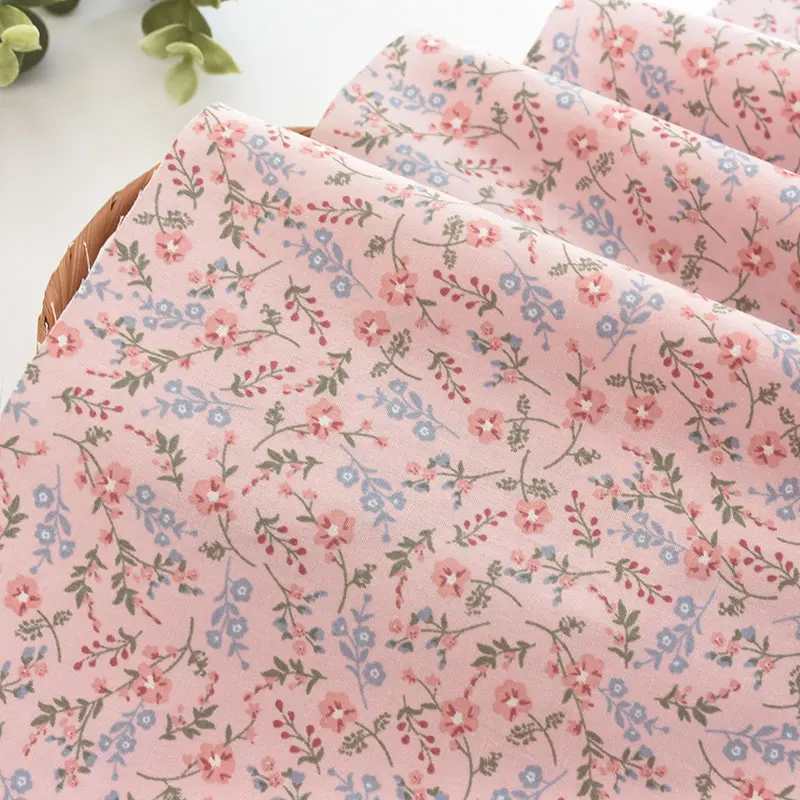 

145x50cm Cotton Poplin Foundation Small Floral Branch Fabric, Making Clothes and Dresses Kids' Shirts Handmade DIY Cloth