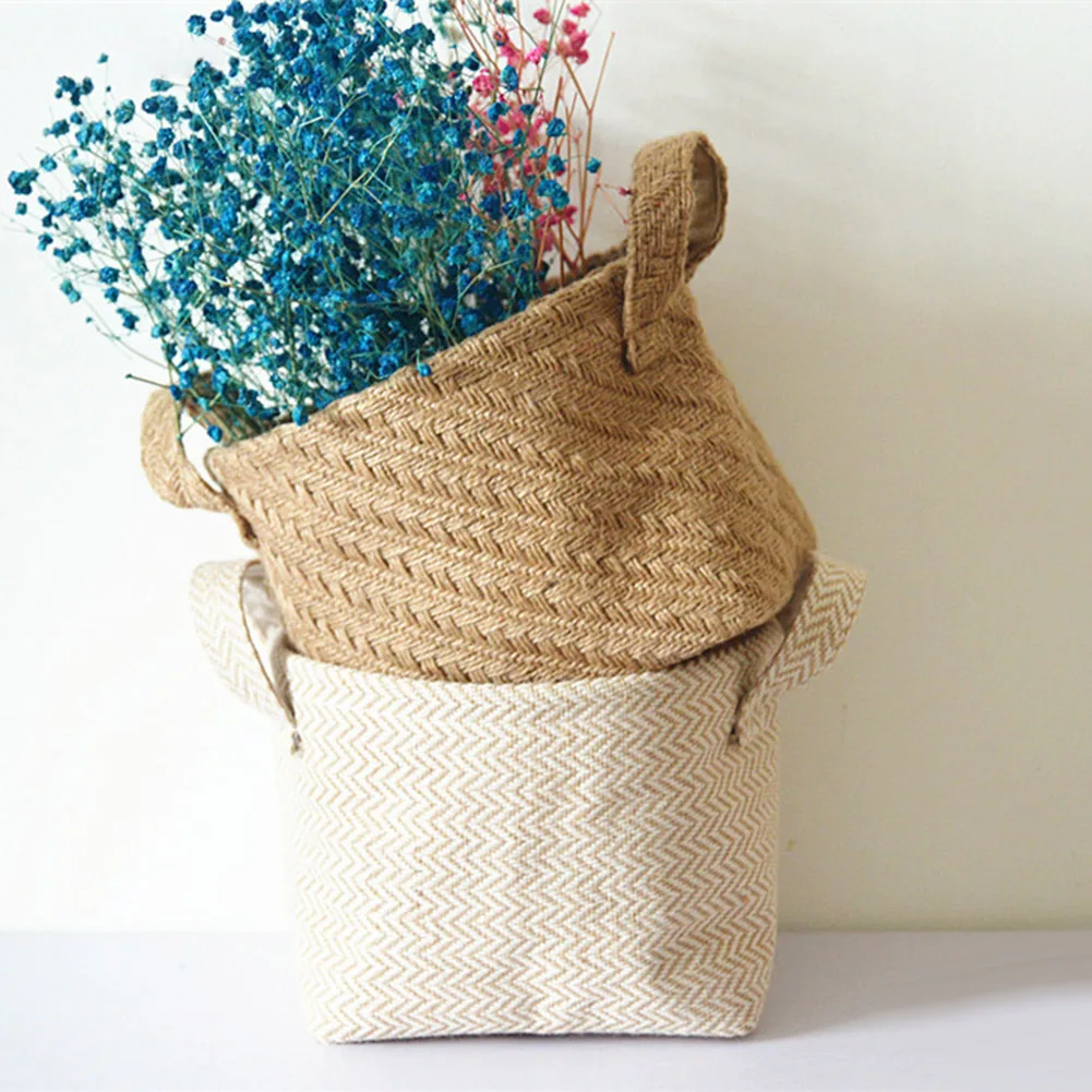 

Storage Basket Bamboo Linen Small Woven Basket Flower Arrangement Sundries Safe For Home Garden Storage Basket