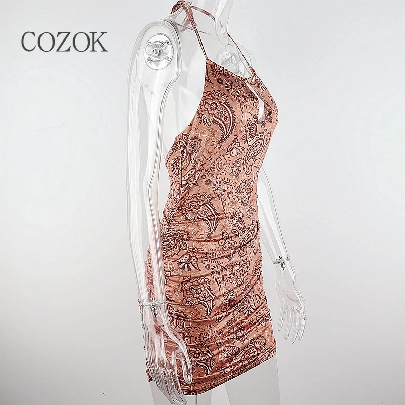 

sexy Backless woman dress vintage Sheath Embroidery Spaghetti Strap Summer Print High Street off the shoulder dresses