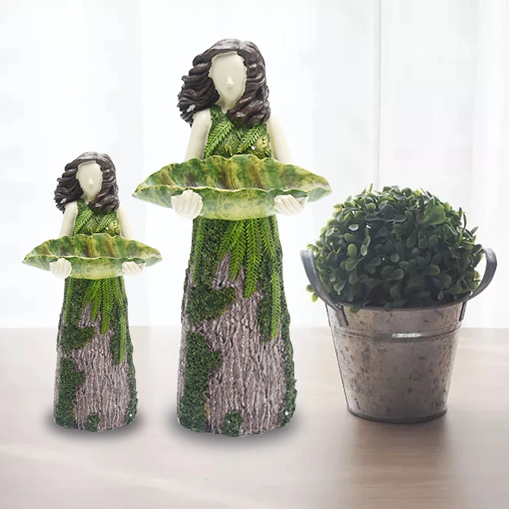 

With Bird Feeder Cute Garden Crafts Fern Sculpture Yard Resin Outdoor Ornament Fairy Statuary Decoration Statue Lawn