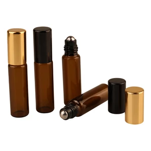 Флакон из янтарного стекла, рулон 20 шт.лот, 1 мл, 2 мл, 3 мл, 5 мл, 10 мл, флакон с металлическим шариком для эфирного масла, коричневые флаконы для духов