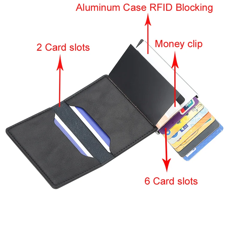 Baellerry RFID Блокировка Мужской кожаный кредитный держатель для карт мини алюминиевый чехол для банковских карт Защита ID маленький женский металлический кошелек
