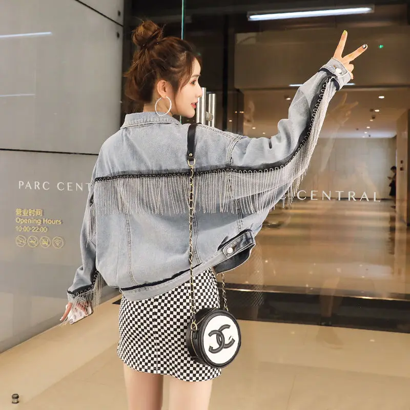 

2021 New Autumn Korean Style Women's Loose Short Denim Jacket Women Fashion Long Sleeve Jean Coat Casual Ladies Outerwear Z578