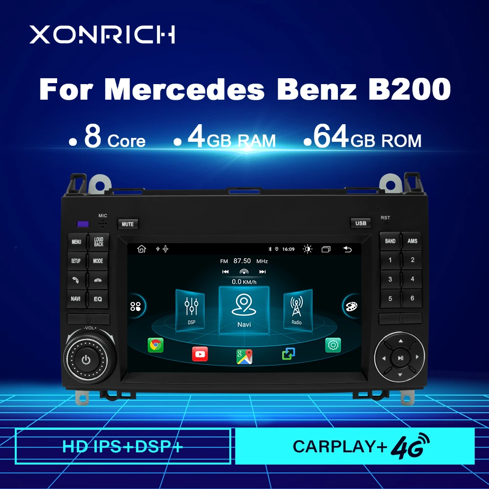 

Carplay 4GB 64GB Android 11 Car Radio For Mercedes Benz B200 Sprinter W906 W639 AB Class W169 W245 Viano Vito 2Din GPS Navi DSP