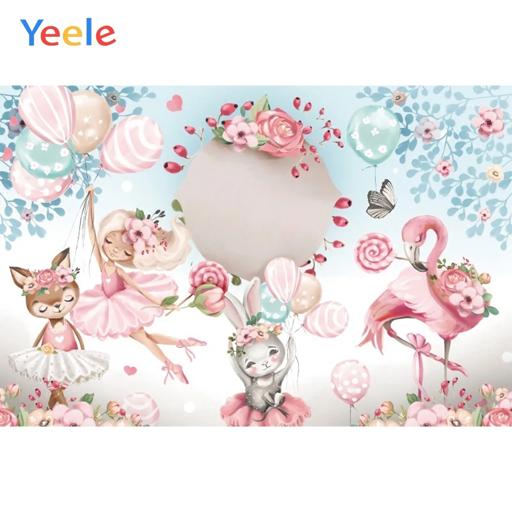 Фон для детских фотографий фламинго кролик воздушный шар цветок принцесса |