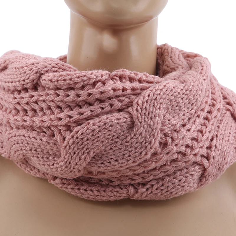 Модный вязаный зимний теплый шарф женский кашемировый снуд для женщин