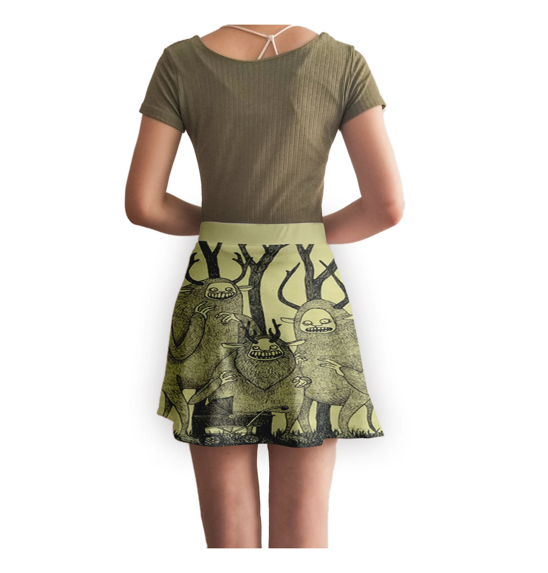 2019 Летняя Сексуальная мини-юбка выше колена с забавным рисунком | Женская одежда