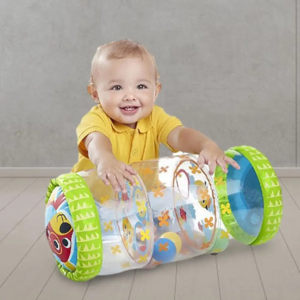 

HS Baby Crawling Inflatable Roller Toy PVC Baby Fidget Toys Crawling Learning Roller With Bells Toddler Standing Early Education