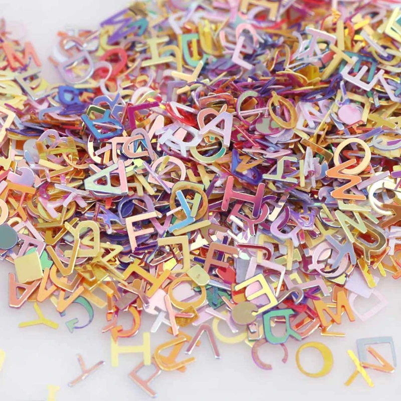

3D Letter Nail Glitter Sequins Holographic English Alphabet Nail Sequins for DIY Face Nail Art Decoration
